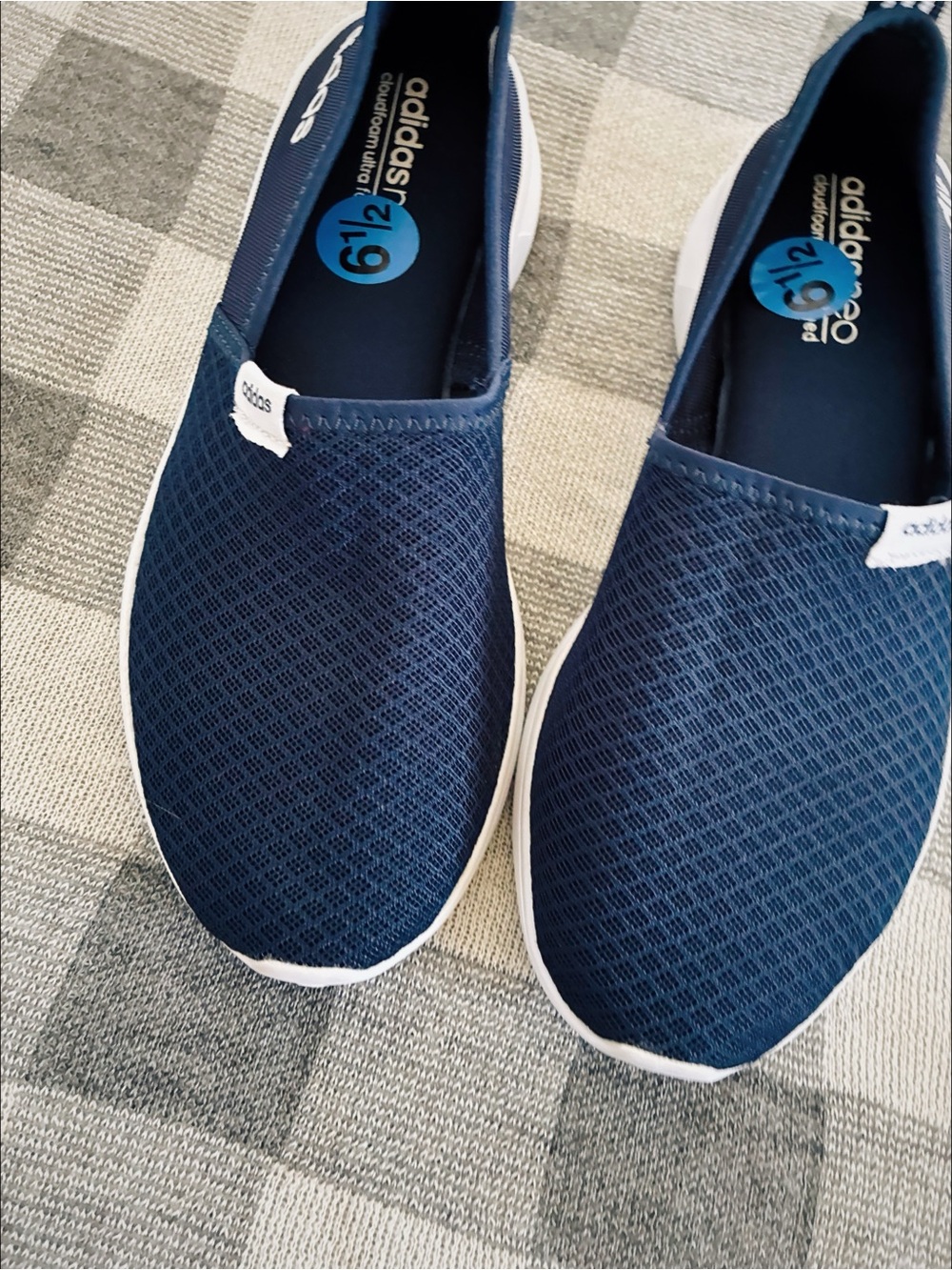 adidas Navy and White Slip-On Athletic Sneakers - Picture 5 of 8